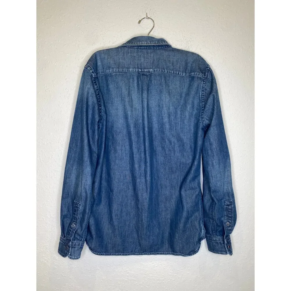 Levi’s Casual Blue Button Down Denim Long Sleeve Women’s Shirt EUC Sz M Cotton - Picture 5 of 12